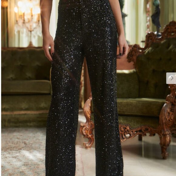 12th Tribe Dusk Til Dawn Black Sequin Trousers - Picture 1 of 2